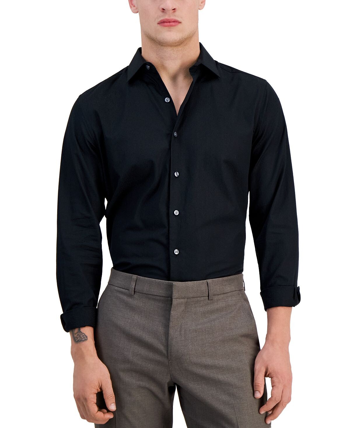 

Мужская рубашка облегающего кроя из жаккарда с леопардовым принтом, созданная для macy's Bar III, черный