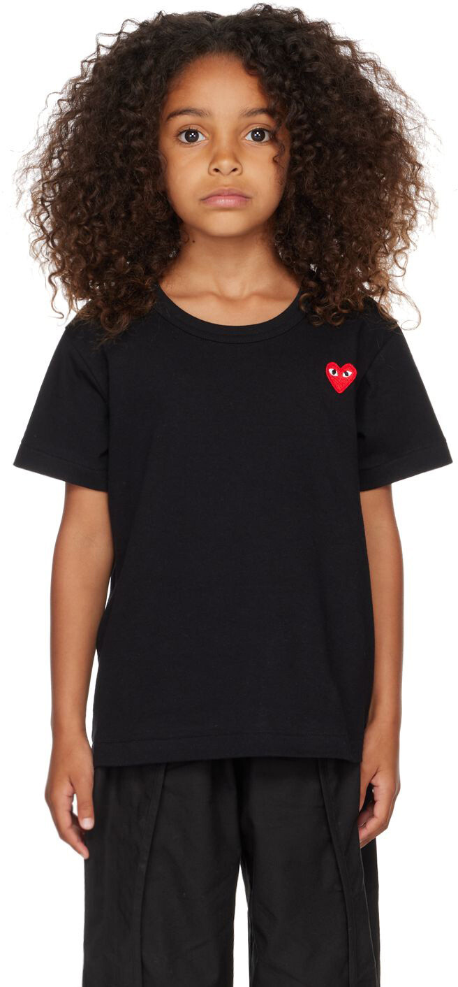 

Детская черная футболка с нашивкой в ​​виде сердца Comme des Garçons Play, Черный