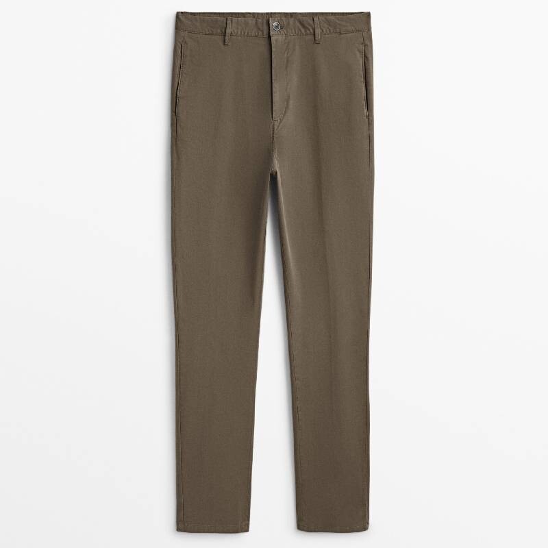 

Брюки Massimo Dutti Tapered Fit Cotton, коричневый