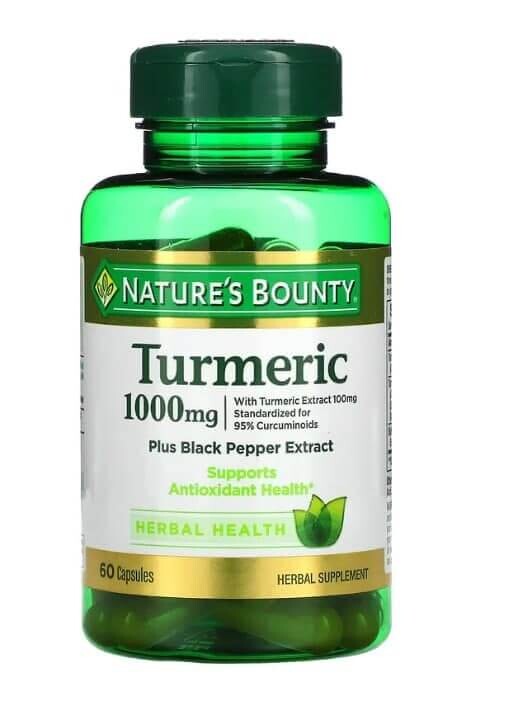 

Экстракт куркумы и черного перца, Nature's Bounty, 1000 мг, 60 капсул