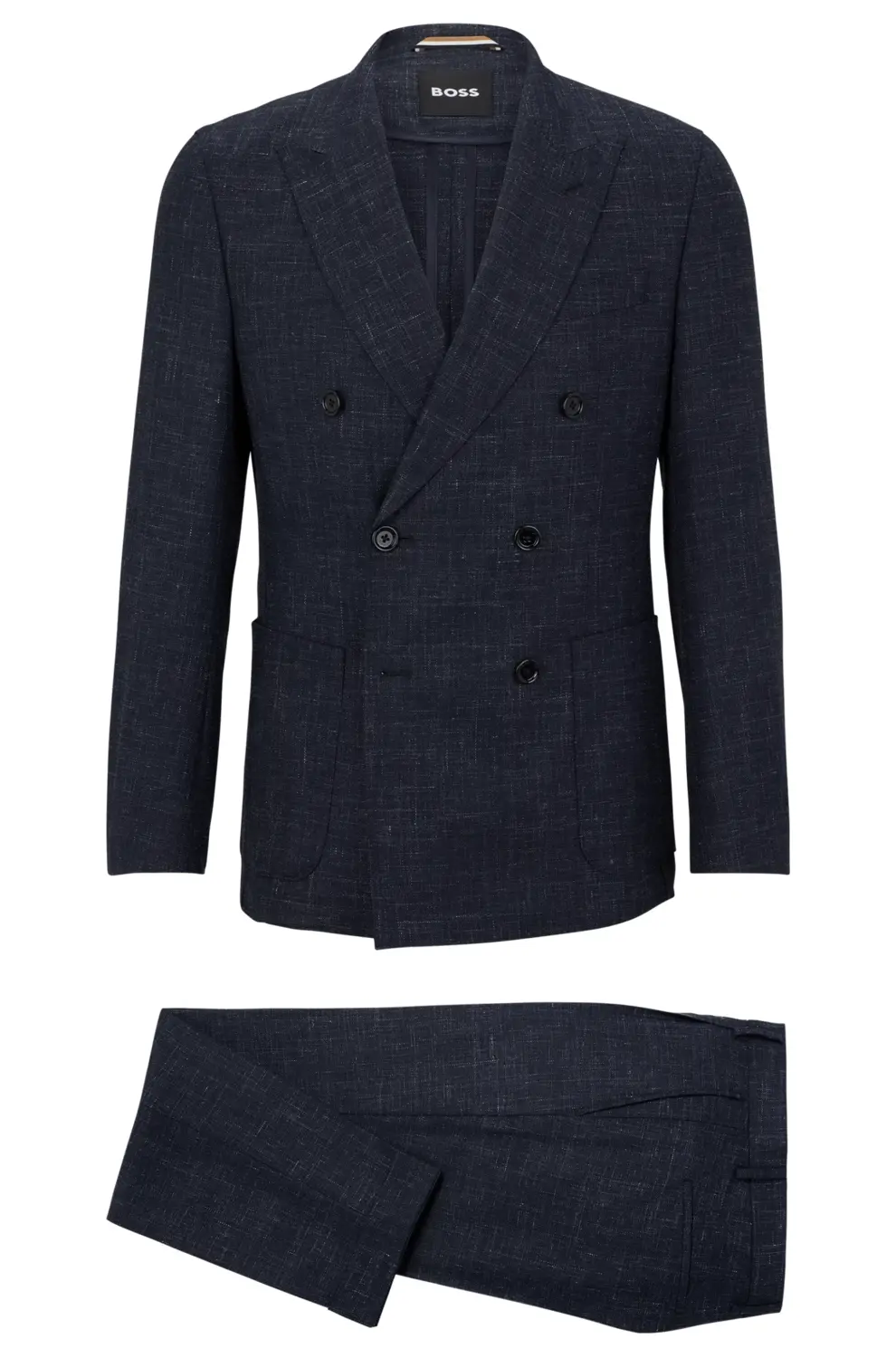 

Костюм Hugo Boss Slim-Fit Suit In A Patterned Wool Blend, темно-синий