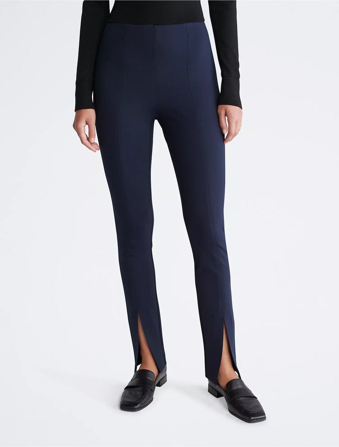 

Брюки Calvin Klein Open Slit Ponte Skinny, темно-синий