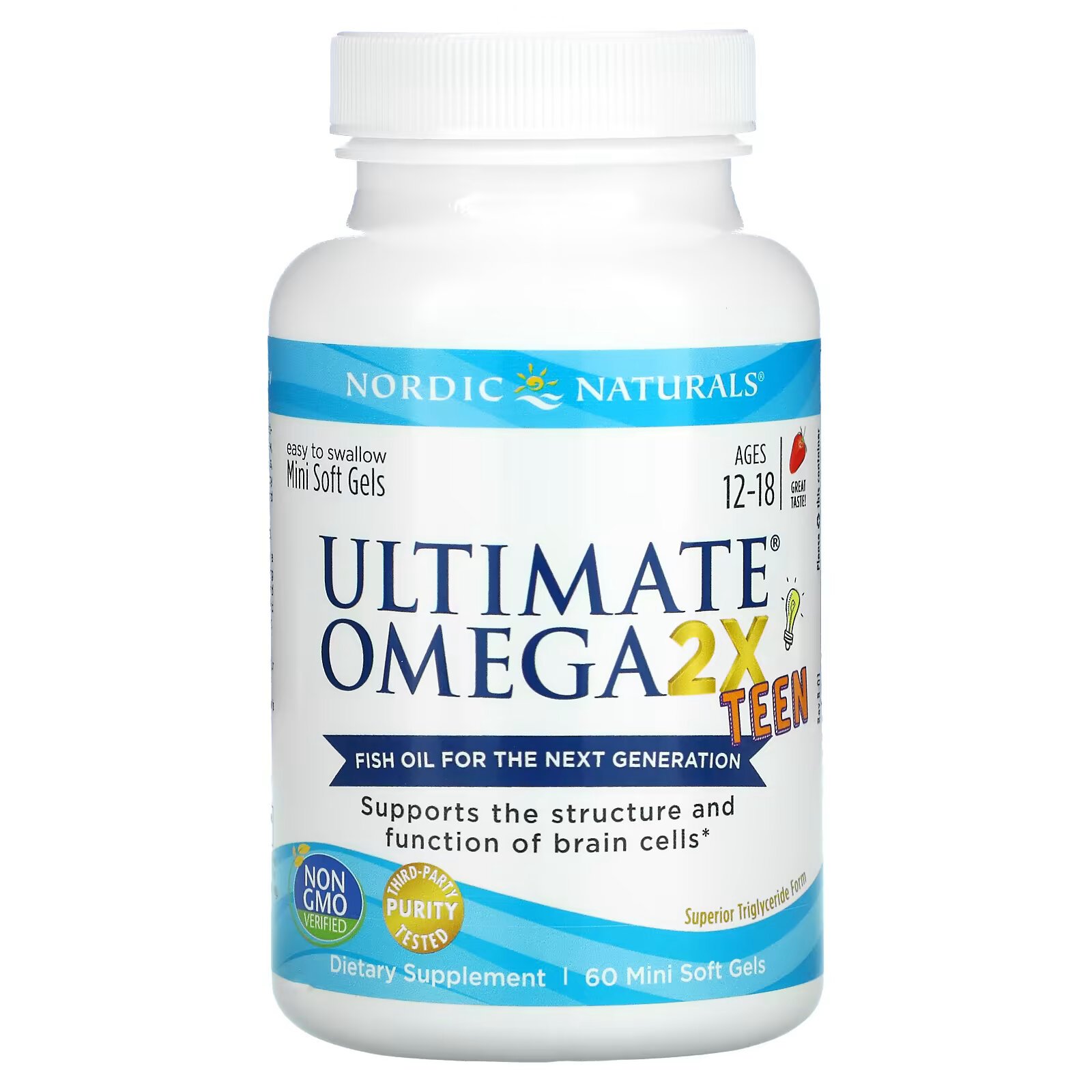 Nordic Naturals, Ultimate Omega 2X Teen, для подростков от 12 до 18 лет, со  вкусом клубники, 60 мини-капсул – купить из-за границы через сервис  «CDEK.Shopping»