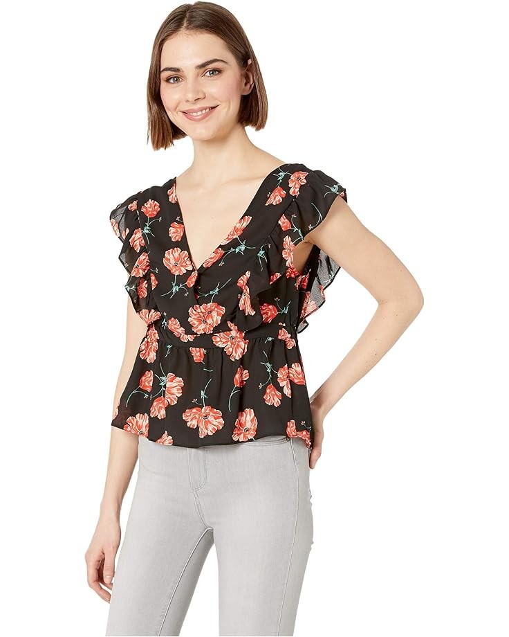 

Топ Steve Madden Poppy Love Printed Sleeve Tank Top, черный