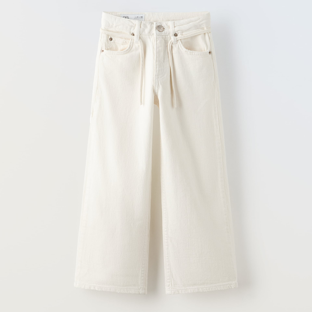 Джинсы Zara Wide Leg, светло-бежевый джинсы zara trf wide leg full length светло серый