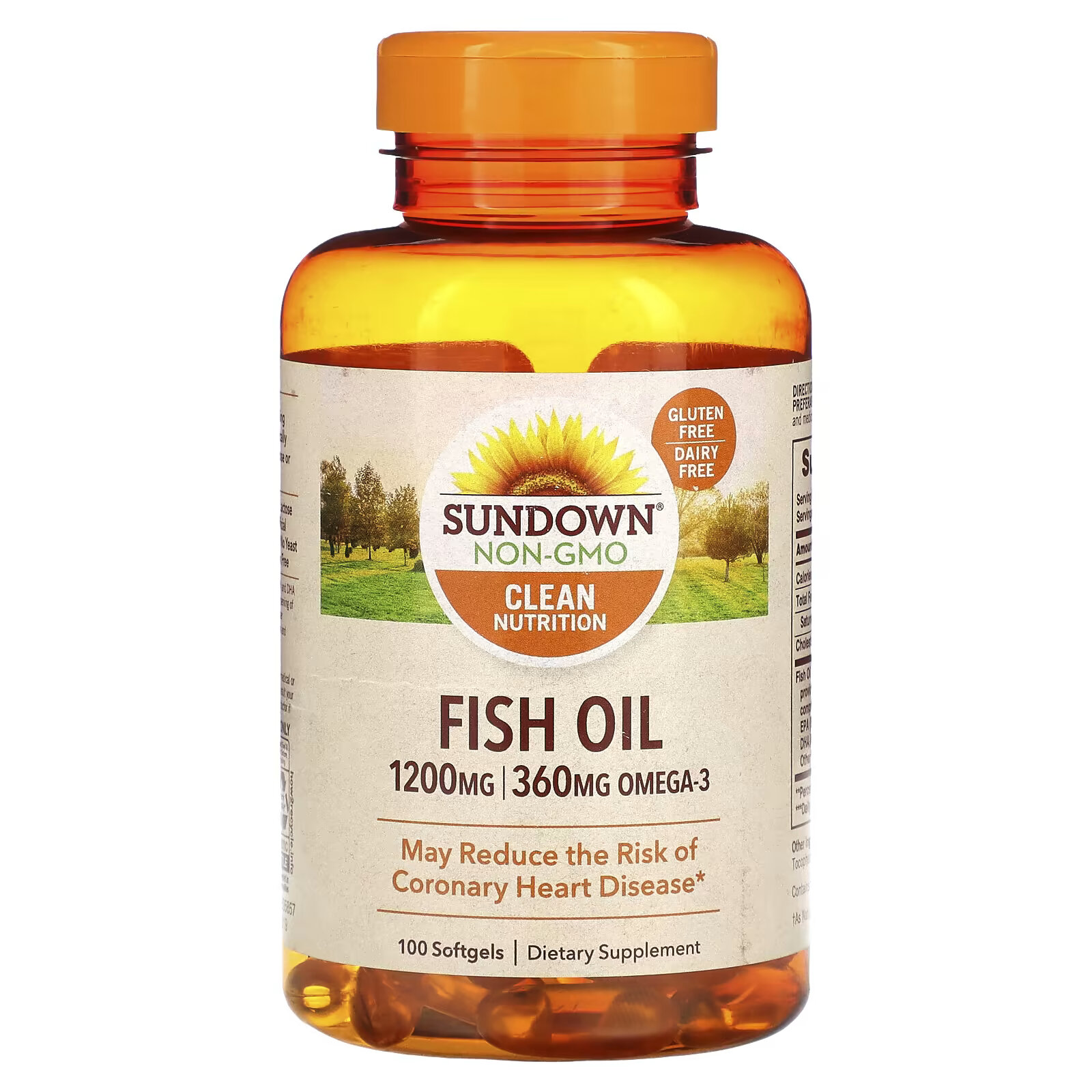 Sundown Naturals, Рыбий жир, 1200 мг, 100 мягких таблеток sundown naturals co q 10 100 мг 100 мягких таблеток