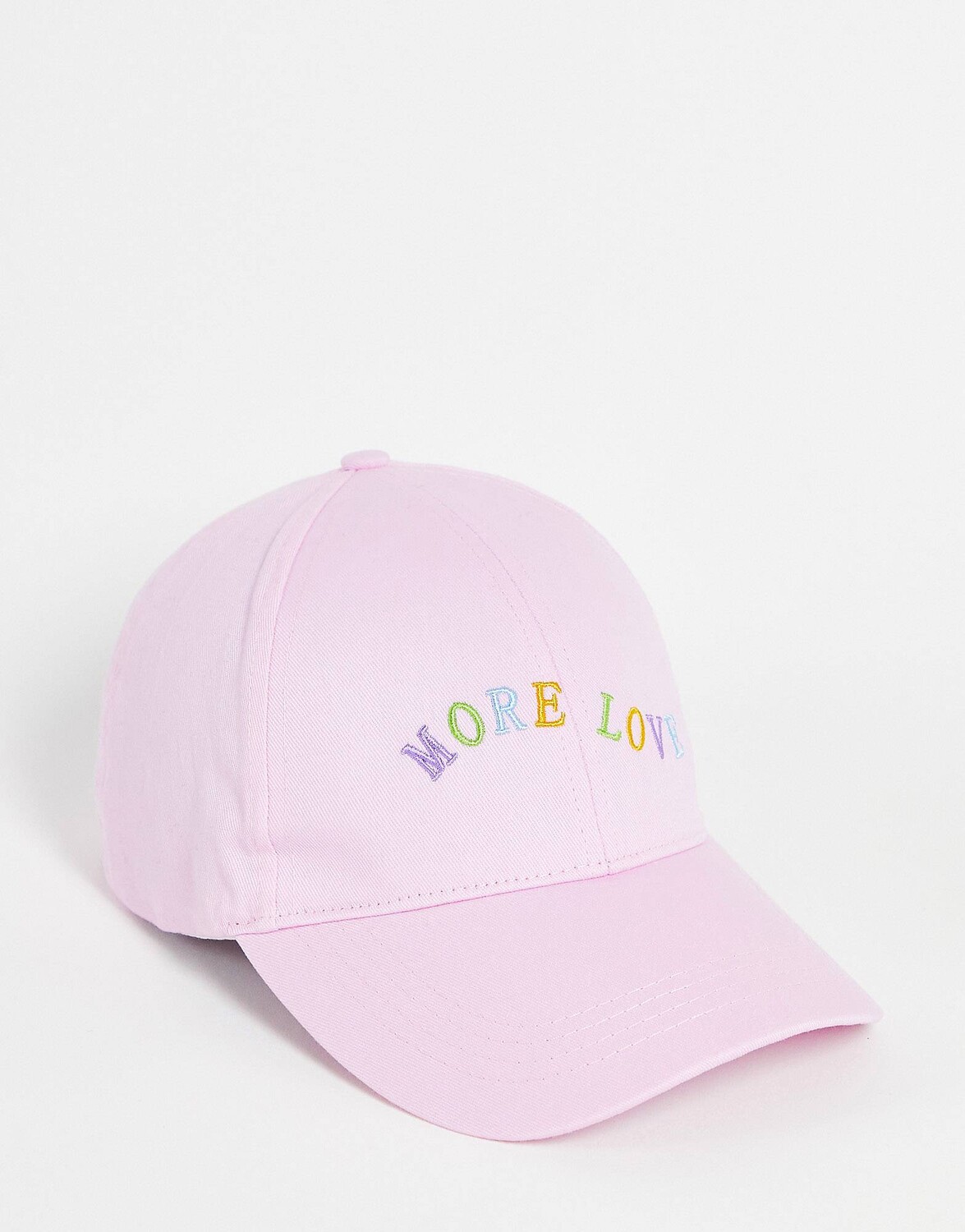 

Розовая бейсболка из плотной ткани с любовным мотивом ASOS DESIGN