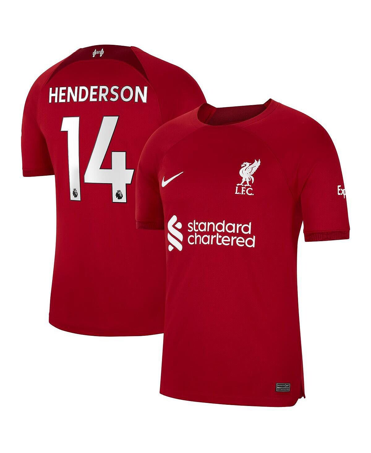 

Мужская футболка jordan henderson red liverpool 2022/23 home replica player Nike, красный