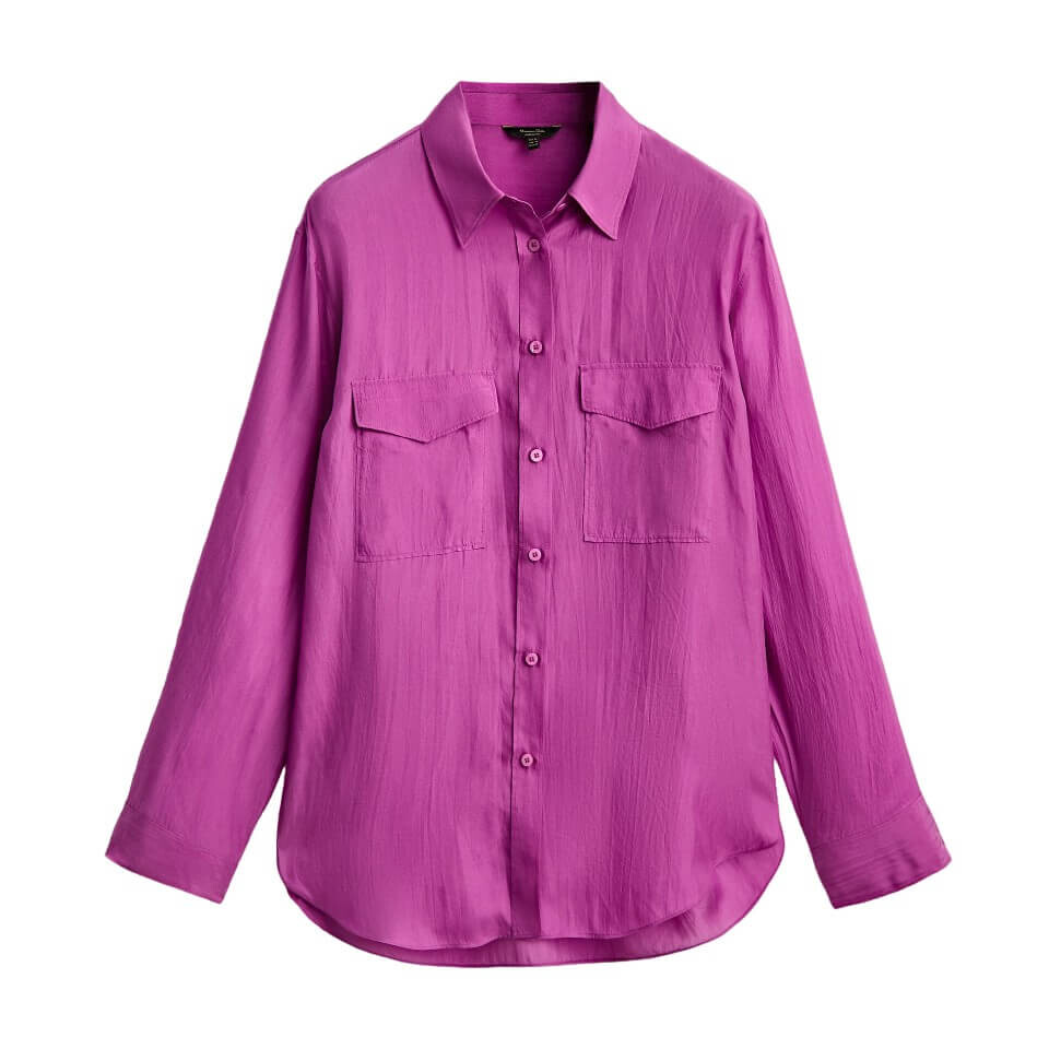 

Рубашка Massimo Dutti Silk With Pockets, розовый