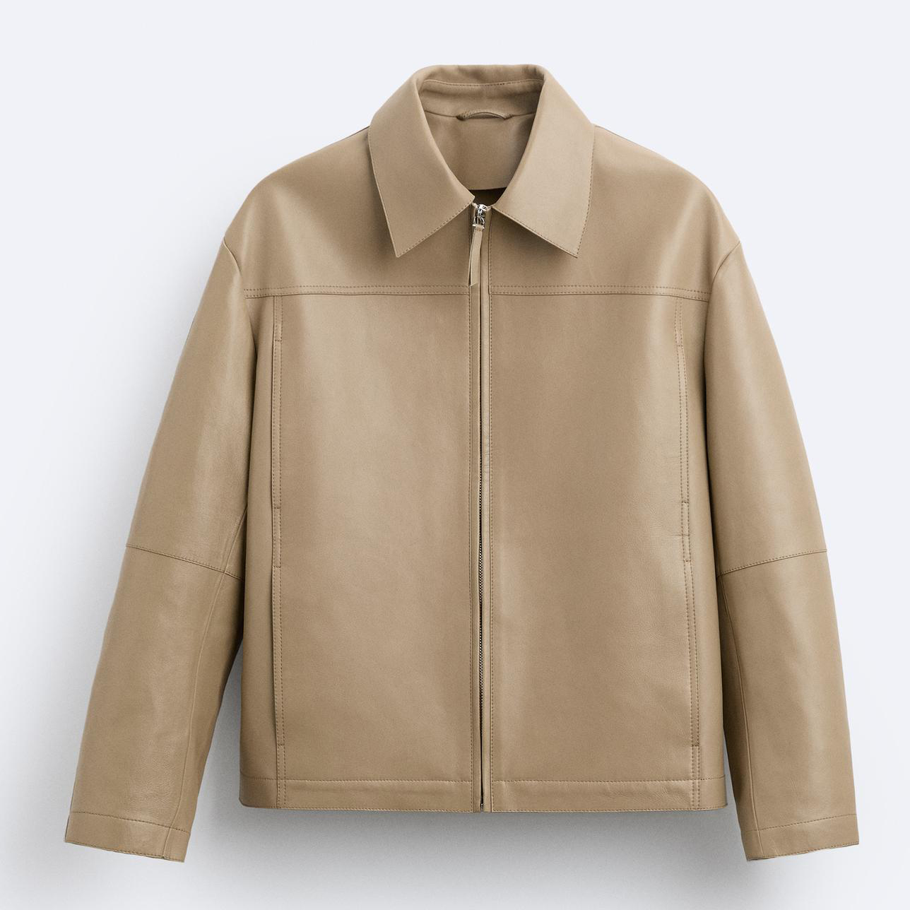 Куртка Zara Leather, светло-коричневый новинка осень зима 2021 женская модная однобортная приталенная теплая кожаная куртка с длинными рукавами и меховым воротником 3 цвета