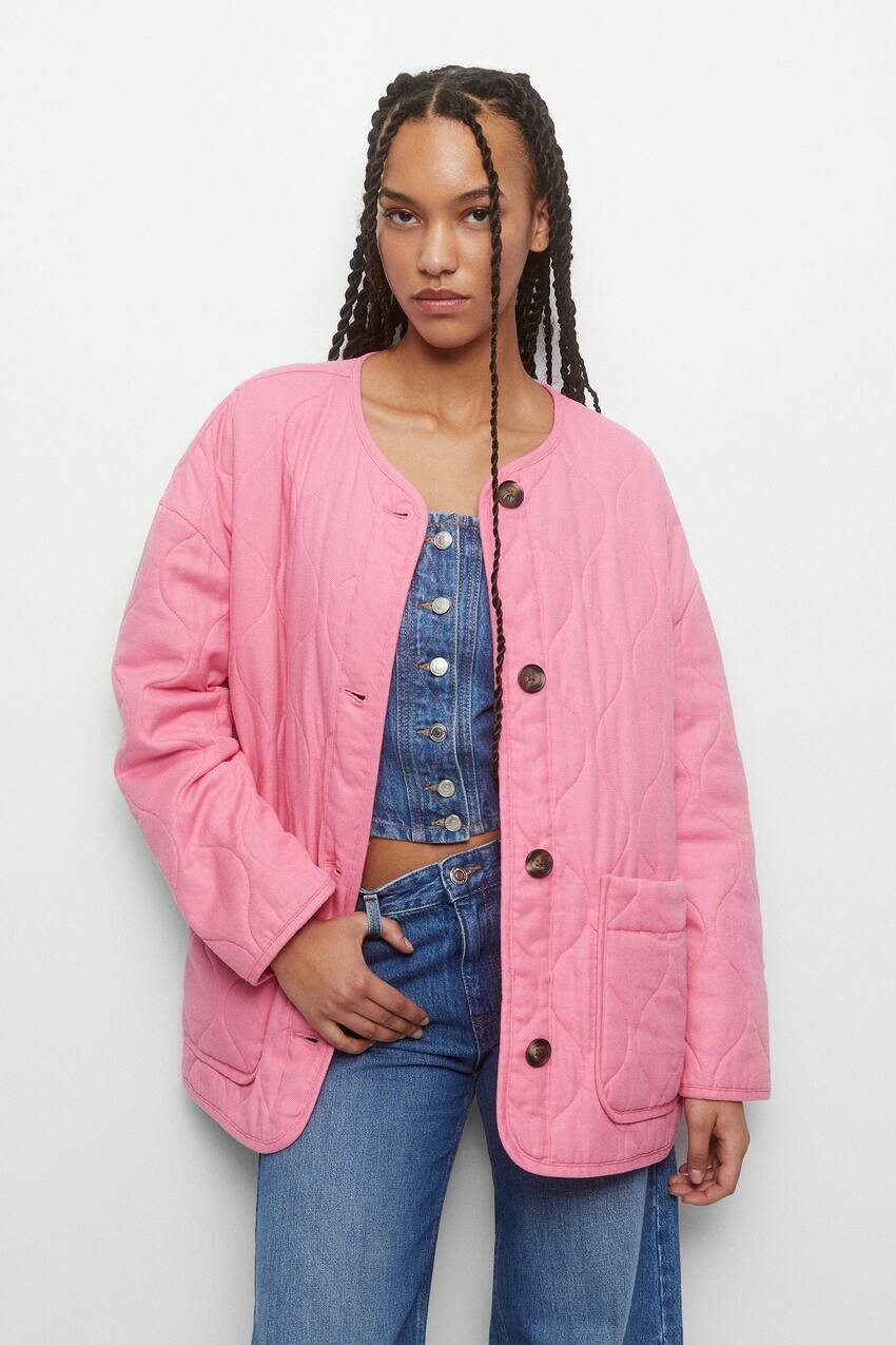 

Пуховик Pull&Bear, розовый