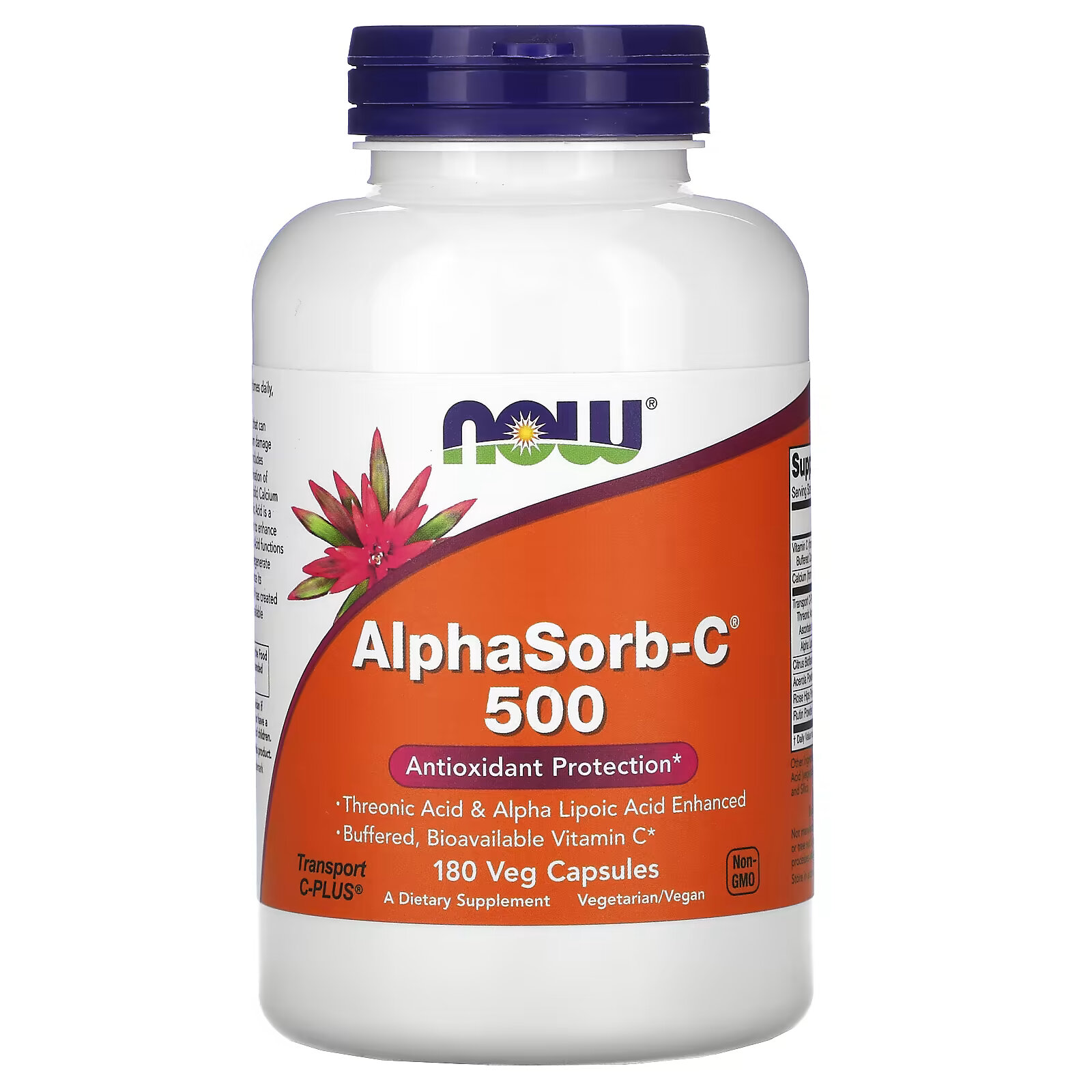 NOW Foods, AlphaSorb-C 500, 180 растительных капсул витамин с в капсулах now foods alphasorb c 500 mg 180 шт