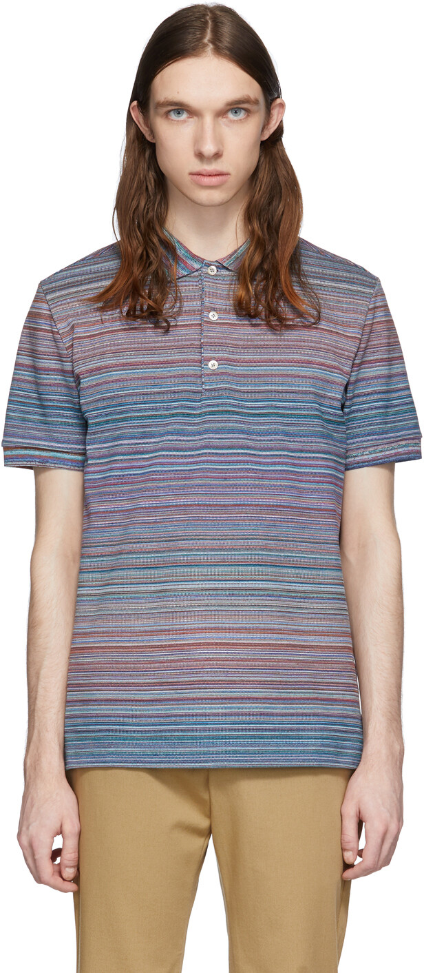 

Поло в синюю и разноцветную полоску Missoni