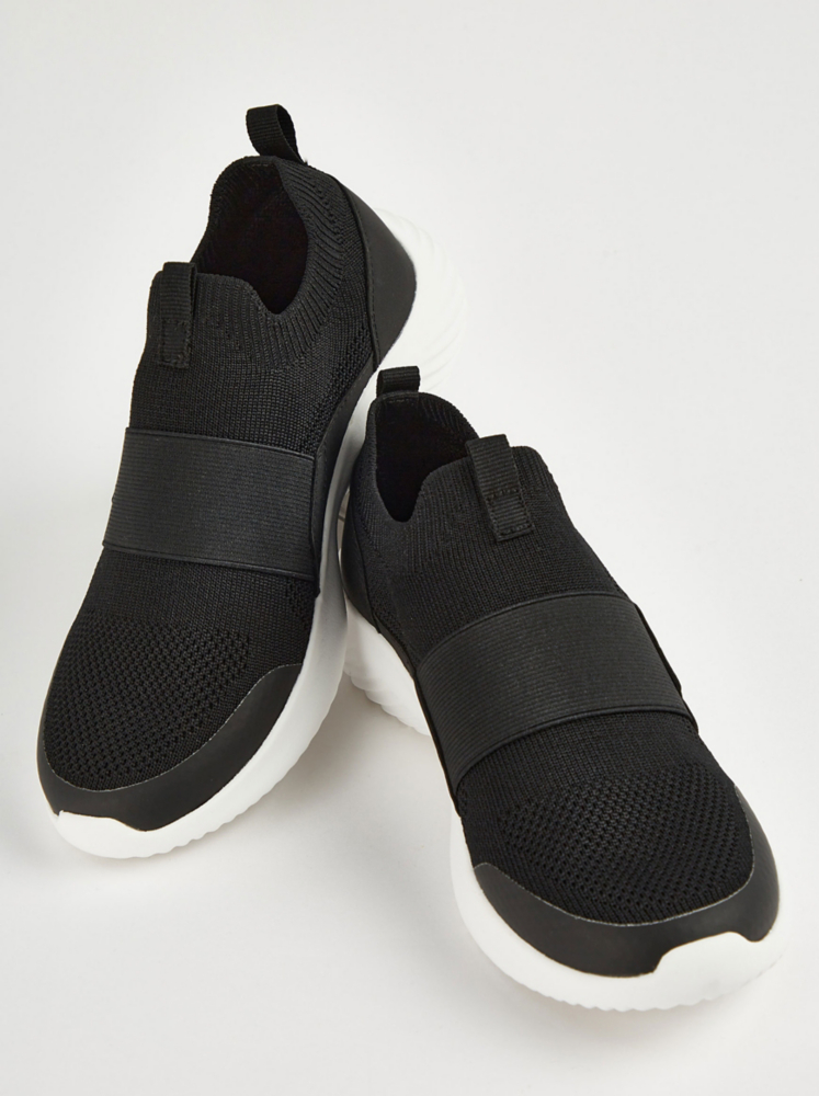 цена Черные вязаные эластичные кроссовки без шнурков George., черный
