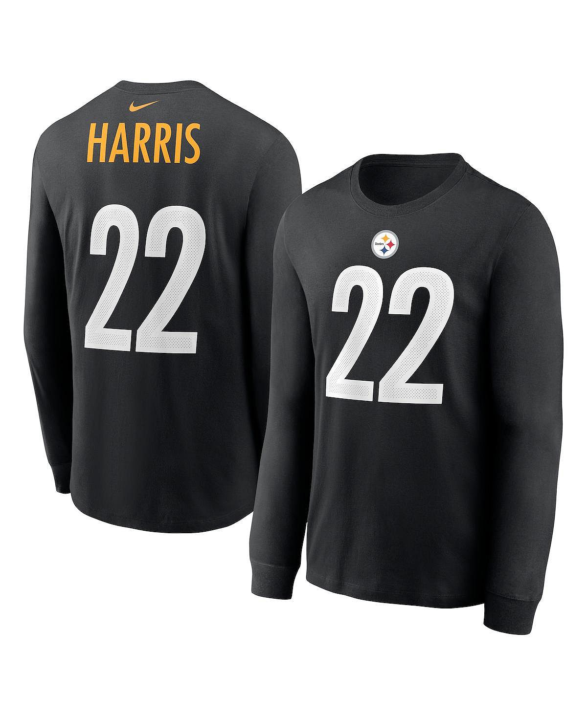 Мужская футболка с длинным рукавом najee harris black pittsburgh steelers с именем и номером игрока Nike, черный орден за преданность делу