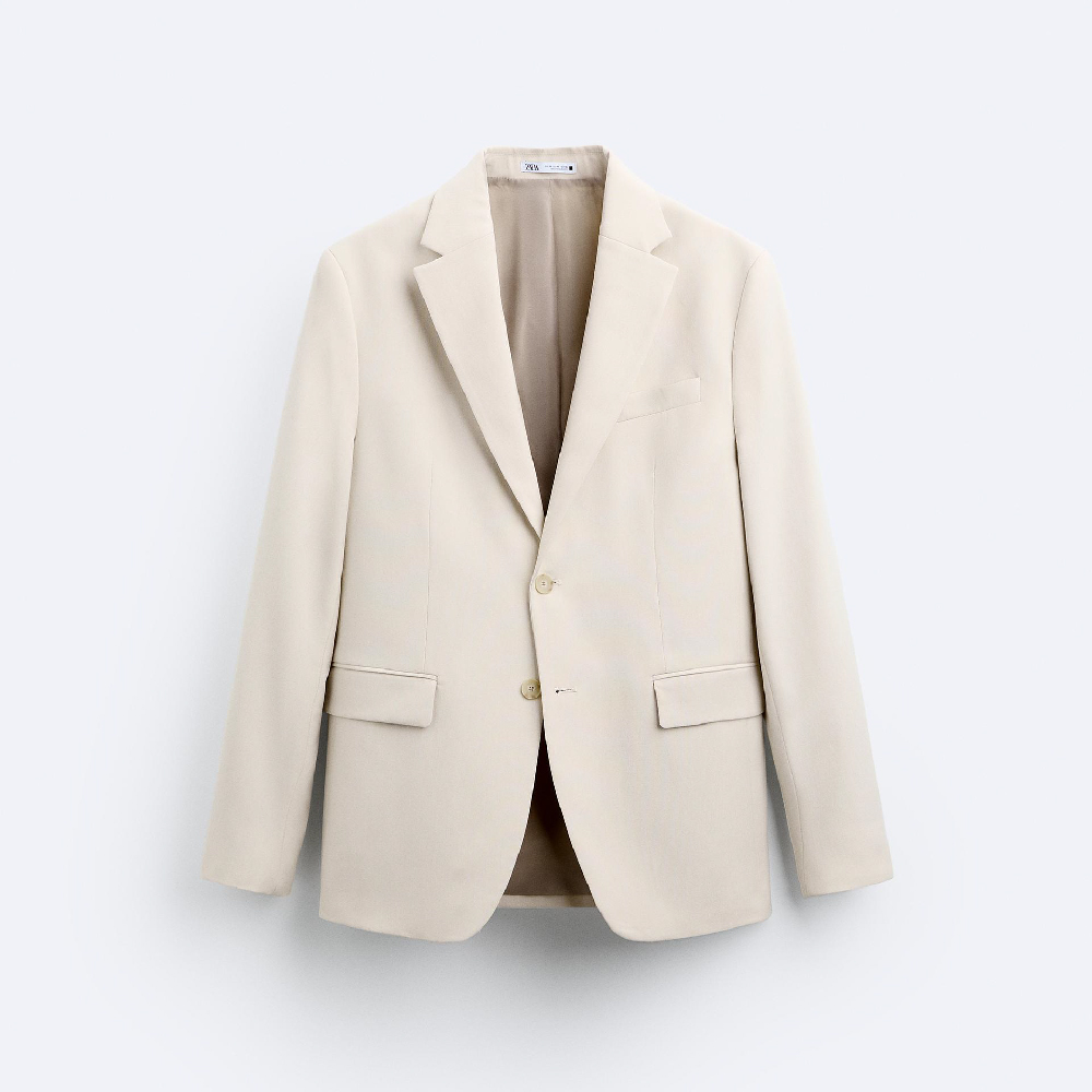 Пиджак Zara Textured Suit, светло-бежевый рубашка zara textured check светло бежевый