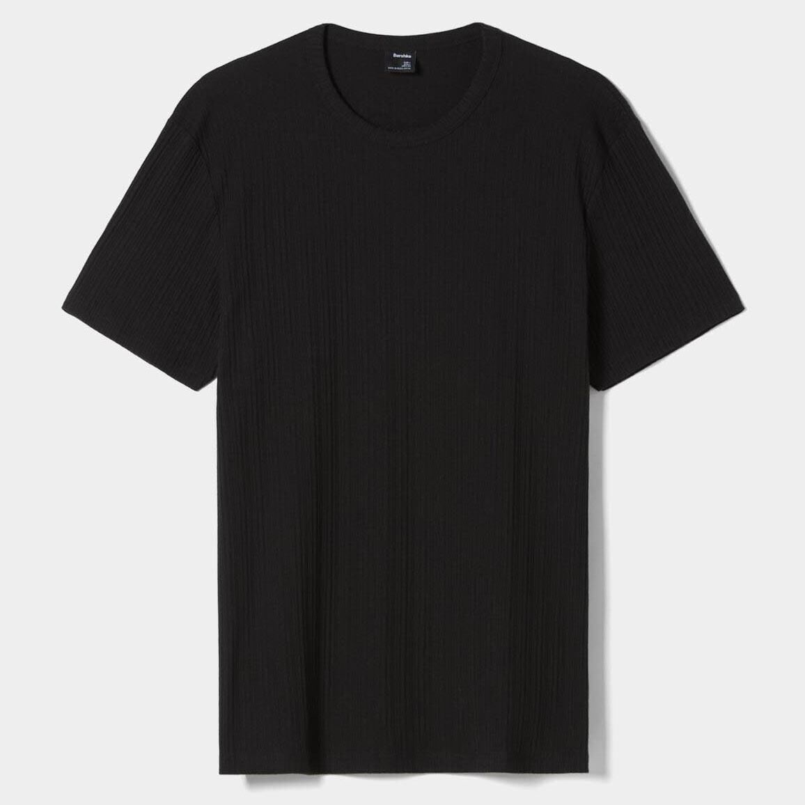 

Футболка Bershka Muscle Fit Ribbed Short Sleeve, черный