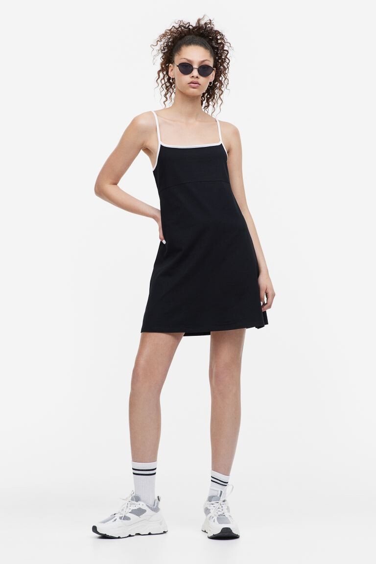 

Платье А-силуэта из джерси H&M, черно-белый, Черный