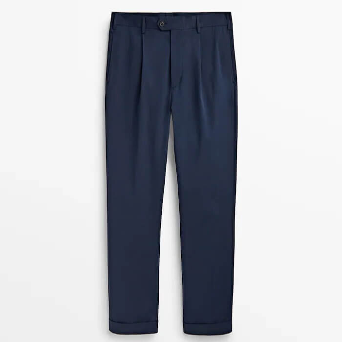 

Брюки Massimo Dutti Relaxed Fit Darted Chino, темно-синий