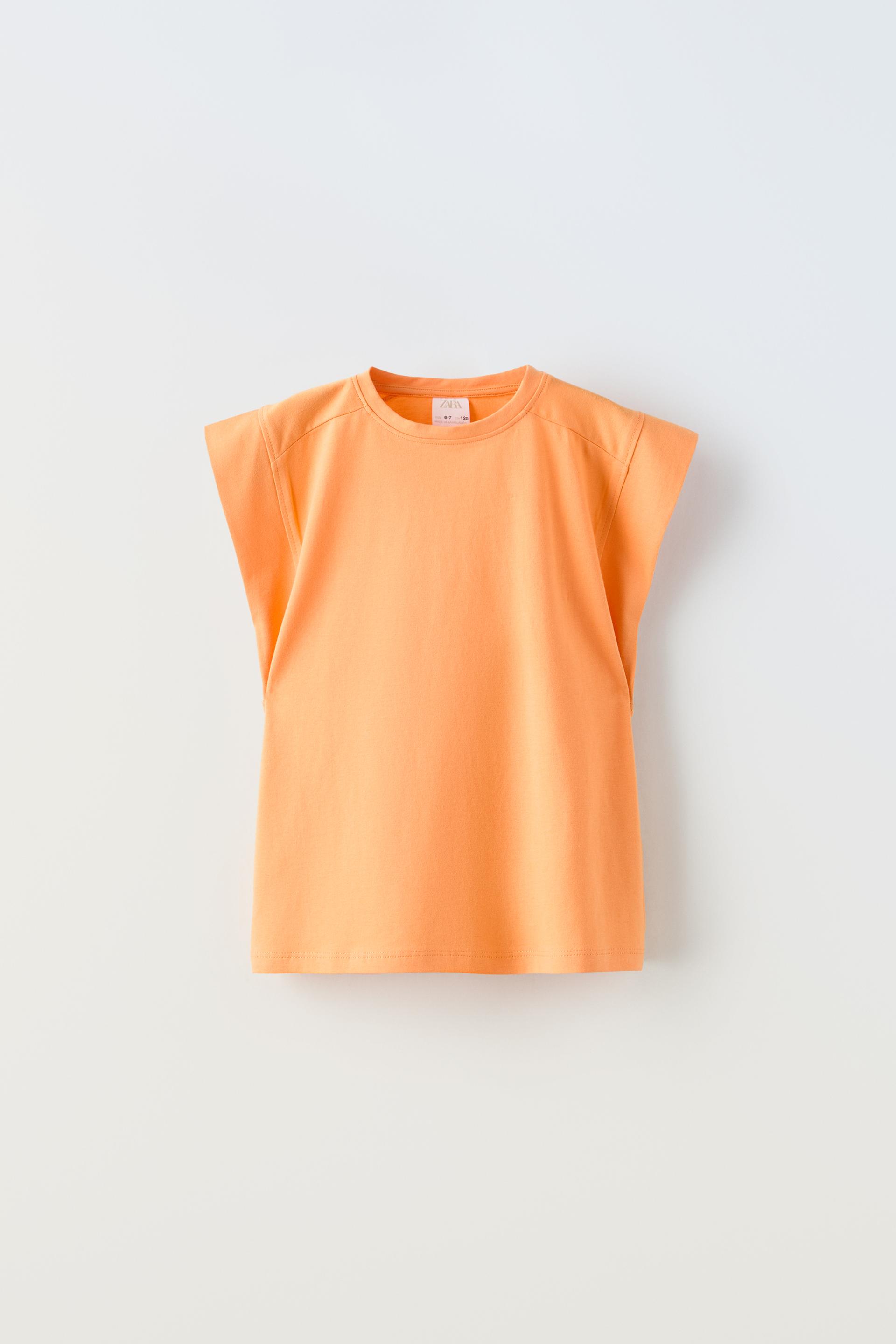 Футболка Zara Plain, оранжевый цена и фото