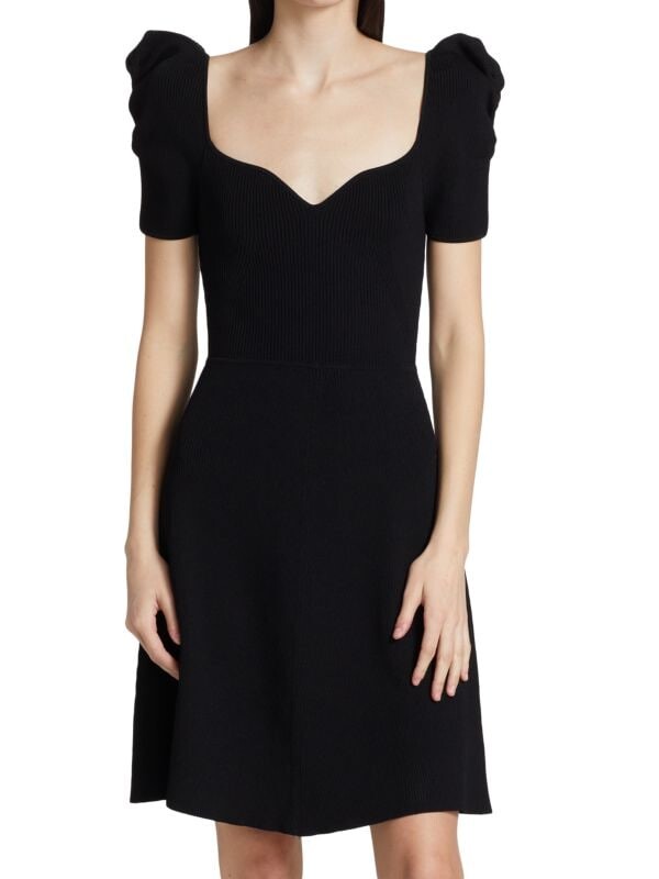 

Присборенное платье с пышными рукавами Carolina Herrera Black
