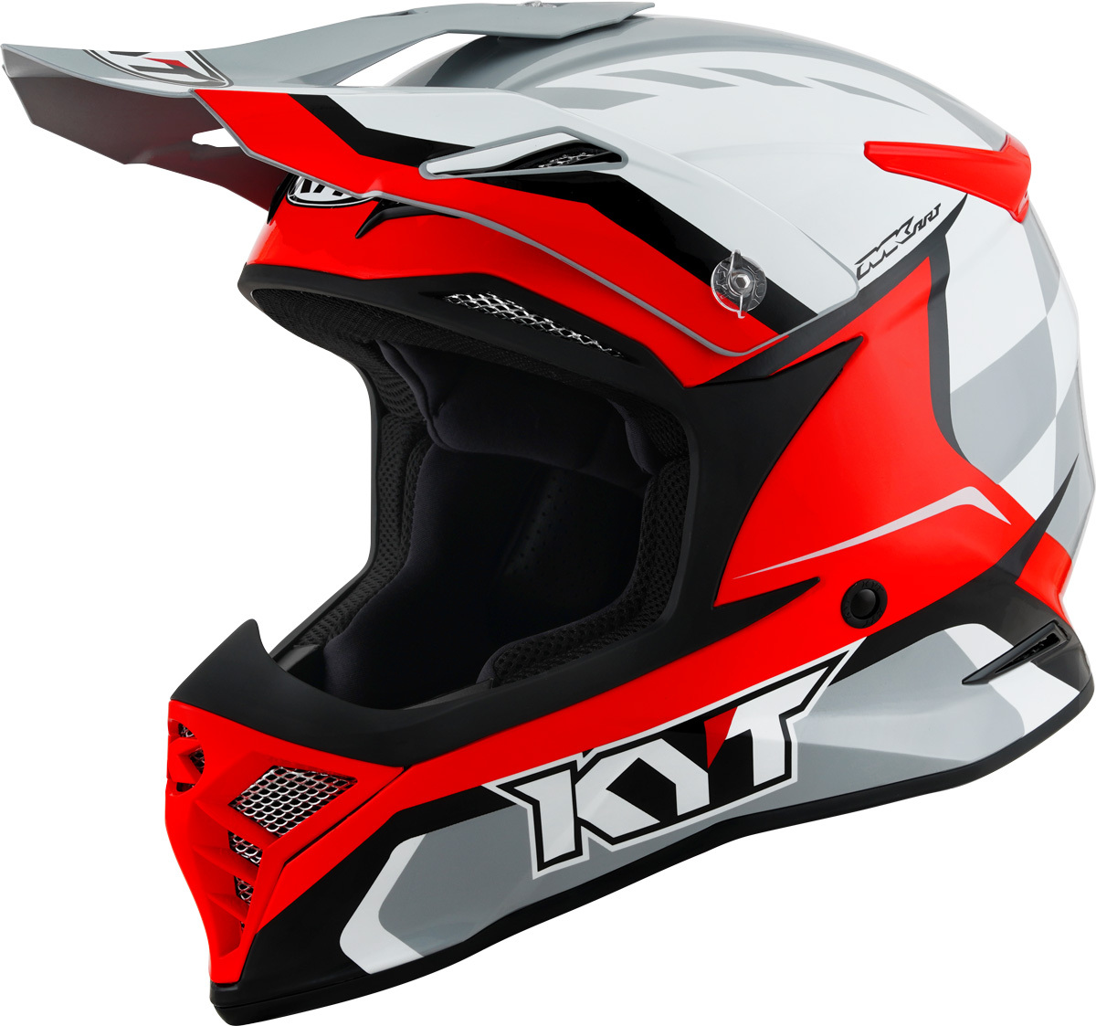 Шлем KYT Skyhawk Glowing для мотокросса, серо-красный