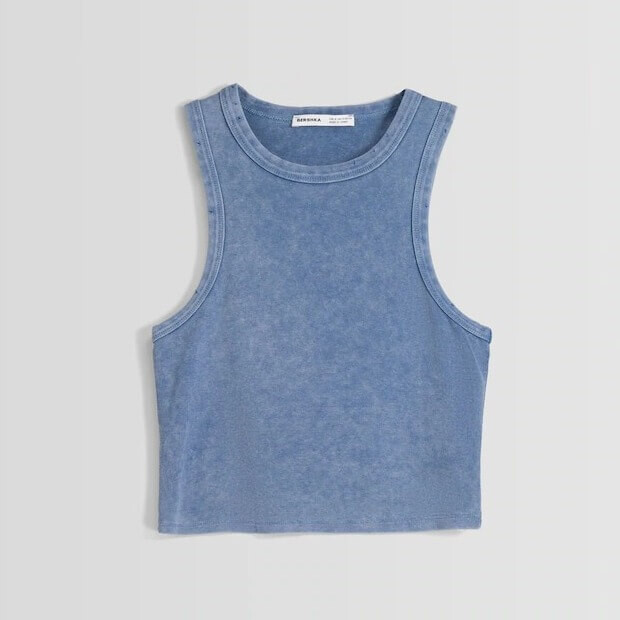 

Топ с эффектом потертости Bershka Ripped, синий