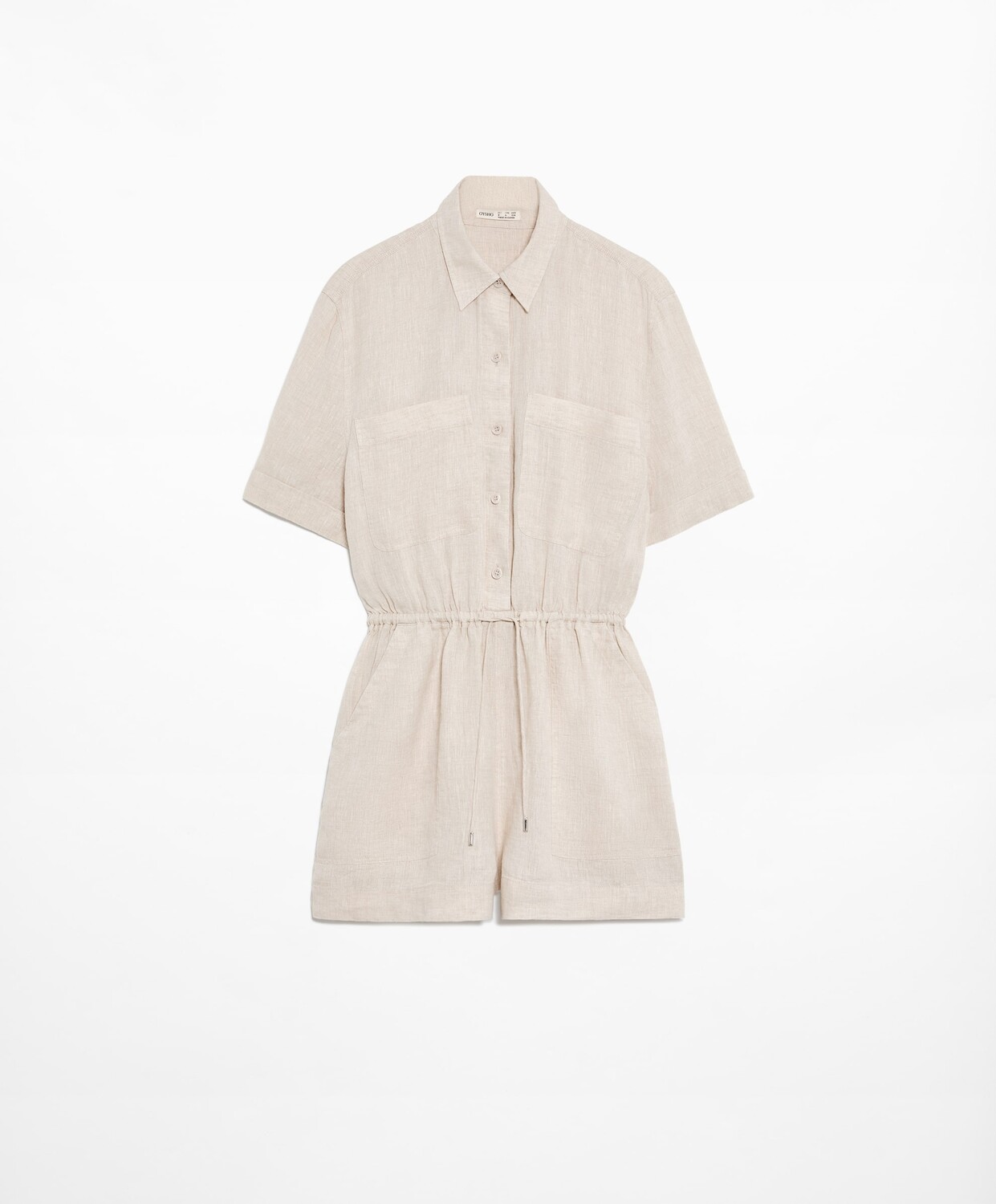 Комбинезон Oysho Linen With Pockets, светло-бежевый
