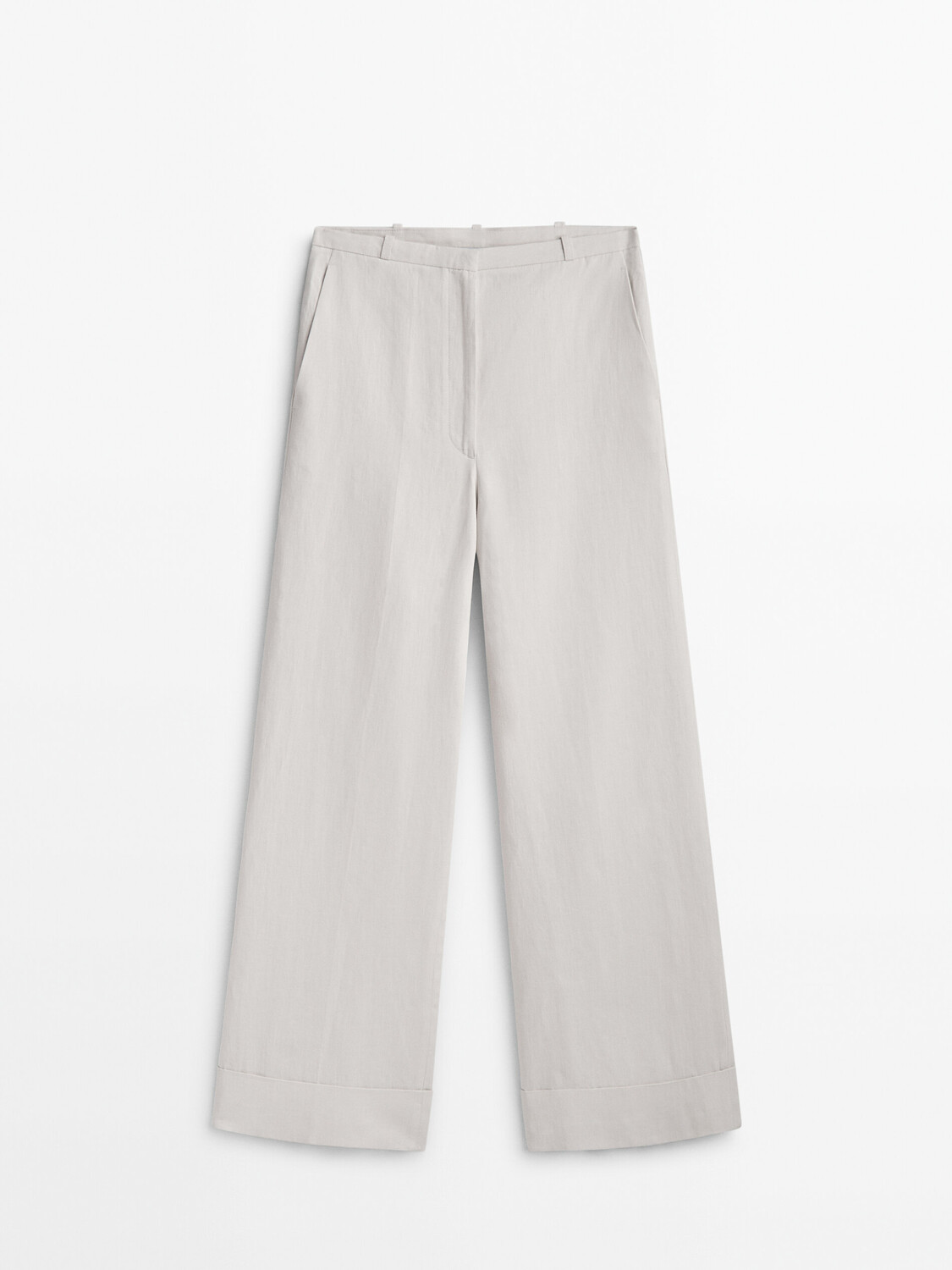 

Брюки из 100% льна, восканные Massimo Dutti, слоновая кость, Бежевый