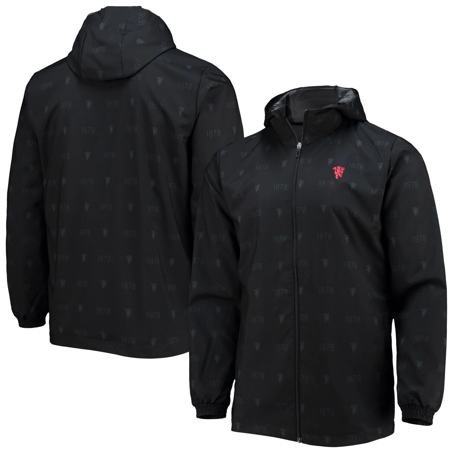 

Мужская черная ветровка с капюшоном и молнией Manchester United AEROREADY adidas, Черный
