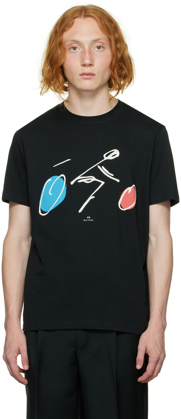 

Черная футболка с принтом \Велосипедист\"" PS by Paul Smith