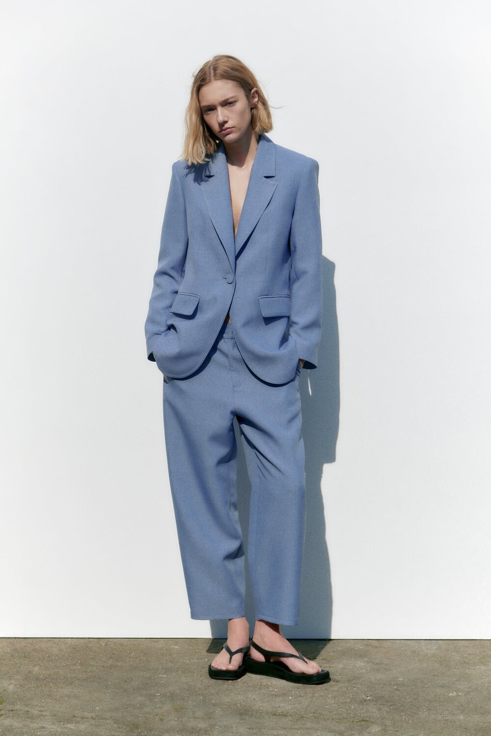 

Прямой блейзер ZARA, синий