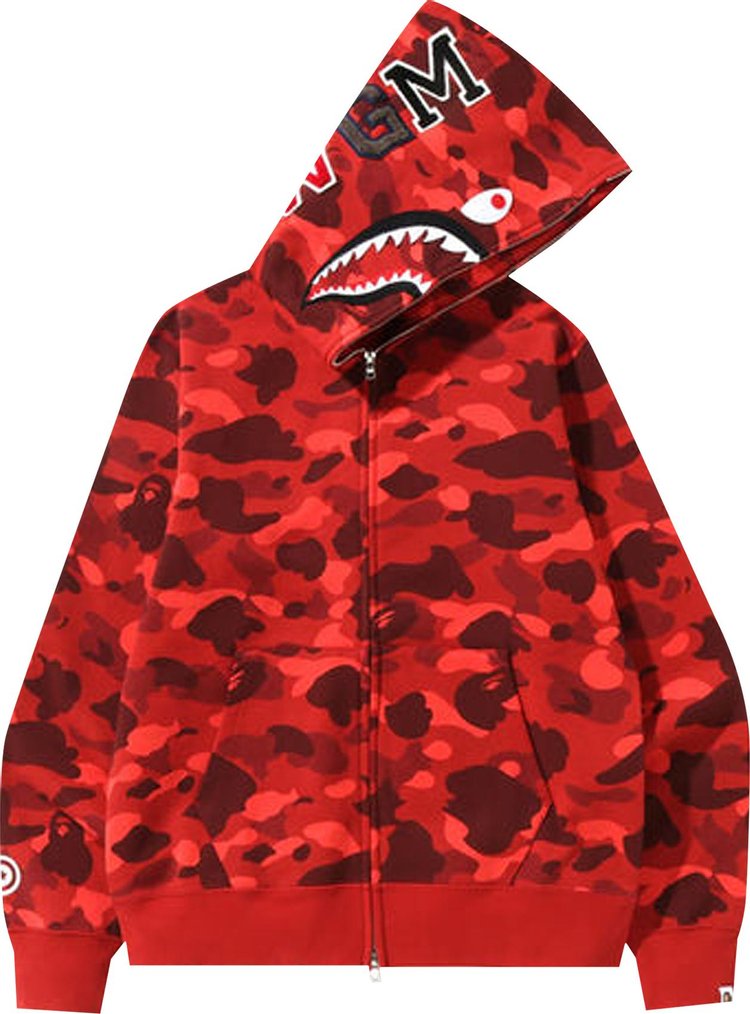 Толстовка BAPE Color Camo Shark Full Zip 'Red', красный - фото