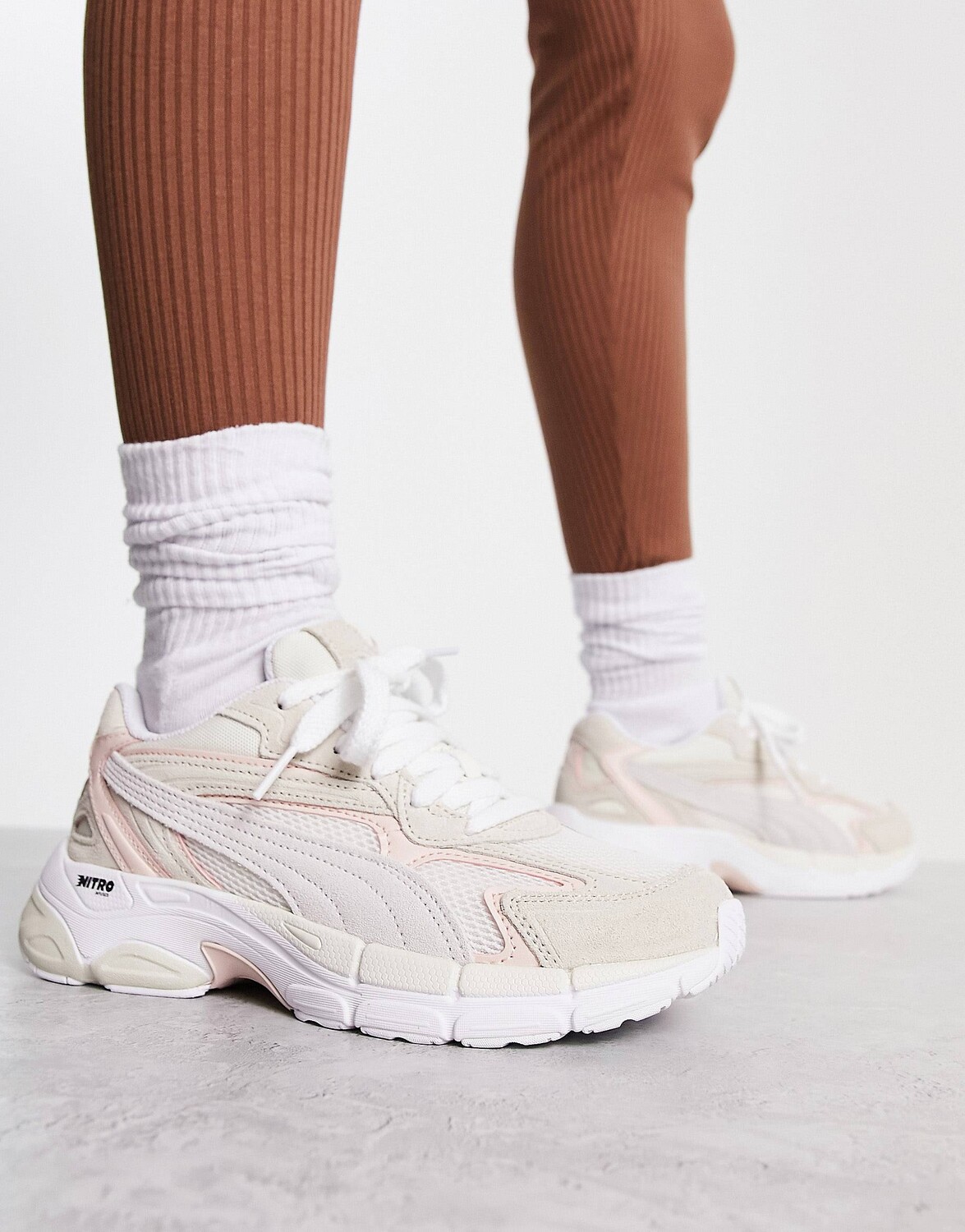 

Бело-розовые кроссовки Puma Teveris Nitro, Розовый