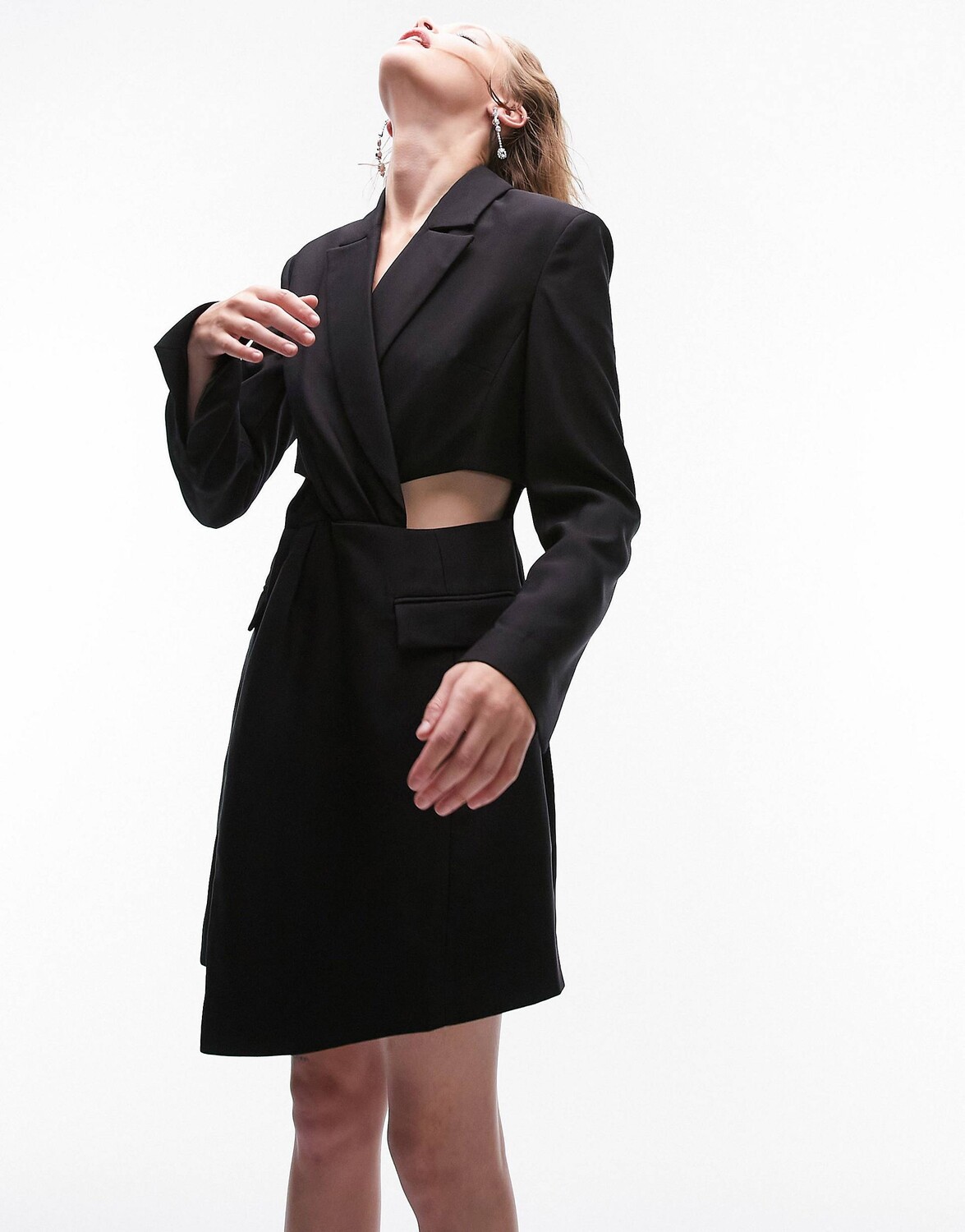 

Черное платье-блейзер с вырезами и вырезами Topshop Tailored, Черный