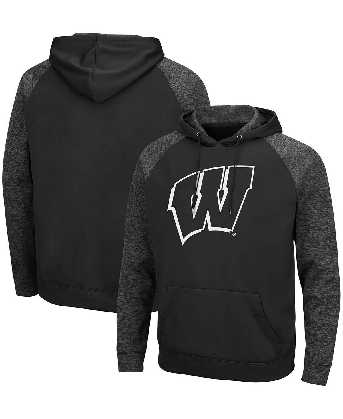 

Мужская черная толстовка с капюшоном wisconsin badgers blackout 3.0 tonal raglan pullover Colosseum, черный