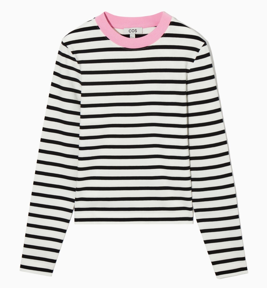 

Лонгслив COS Regular-fit Heavyweight Striped, черный/белый