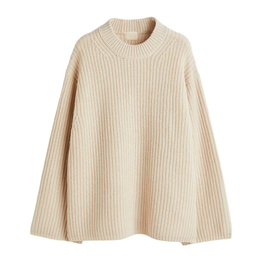 

Свитер H&M Premium Selection Oversized Cashmere-blend, светло-бежевый