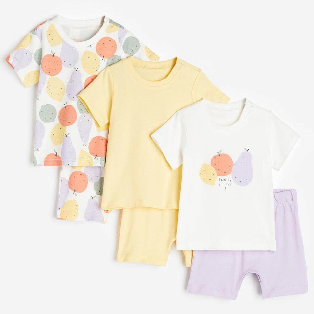 

Комплект пижам H&M, 3 предмета, фиолетовый/светло-желтый