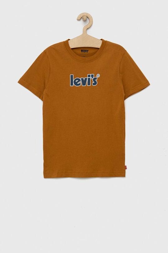 

Детская хлопковая футболка Levi's, коричневый