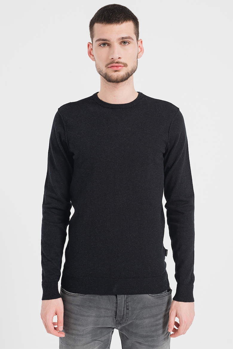 Хлопковый свитер с овальным вырезом Blend, черный