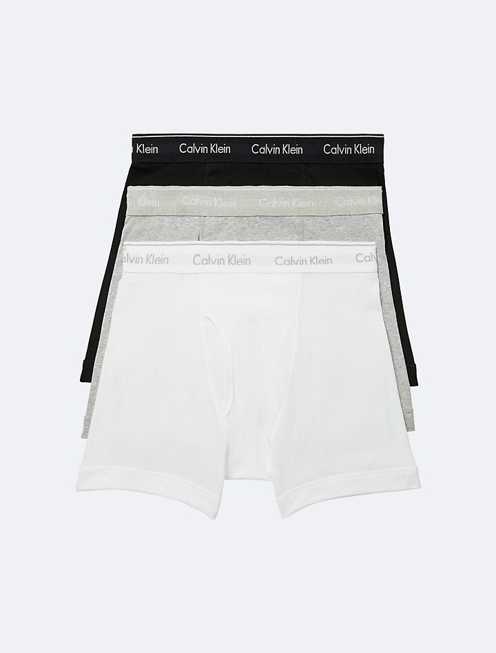 

Хлопковые классические трусы-боксеры из 3 пар Calvin Klein, белый