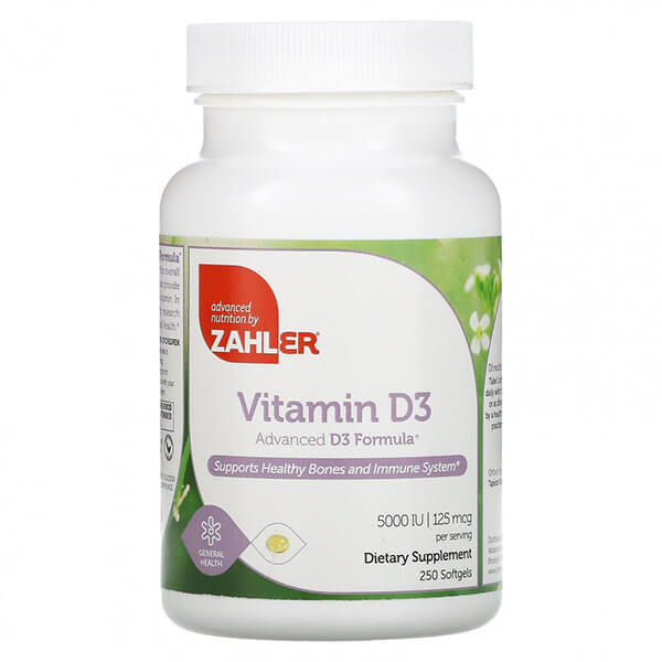 Витамин D3 Zahler 5000 МЕ, 250 таблеток витамин d3 zahler усовершенствованная формула d3 250 мкг 10 000 ме 250 таблеток