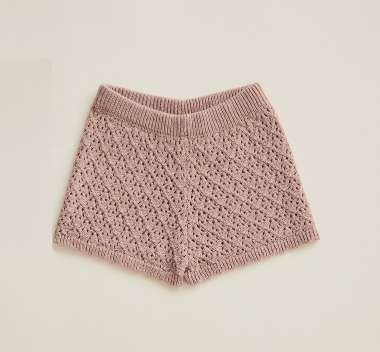 Шорты Zara Timelesz Open-knit Bermuda, темно-розовый