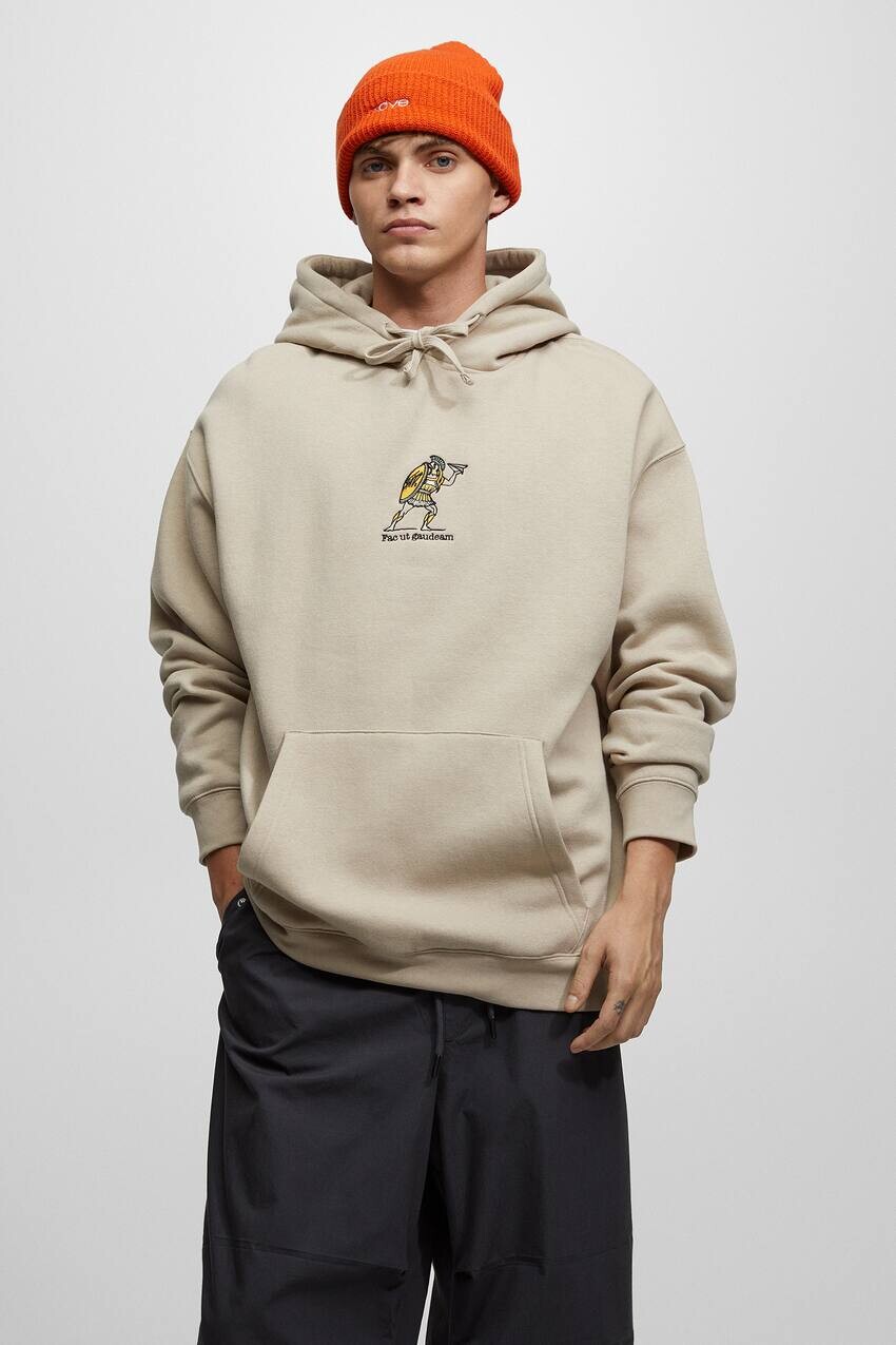 

Толстовка с вышитым рисунком Pull&Bear, песочный