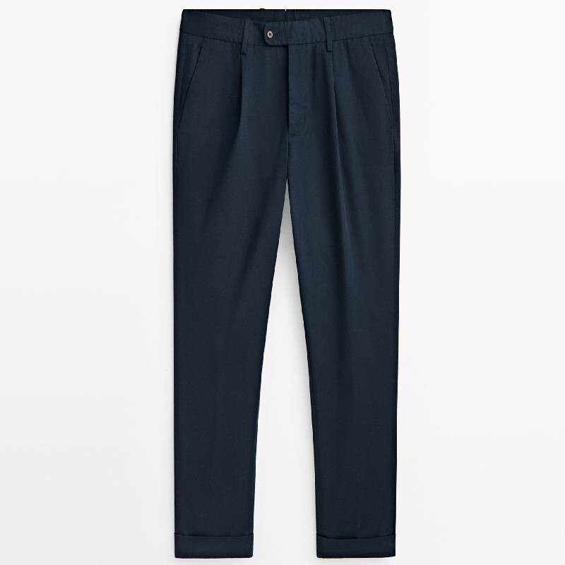 

Брюки Massimo Dutti Darted Tapered Fit Studio, темно-синий