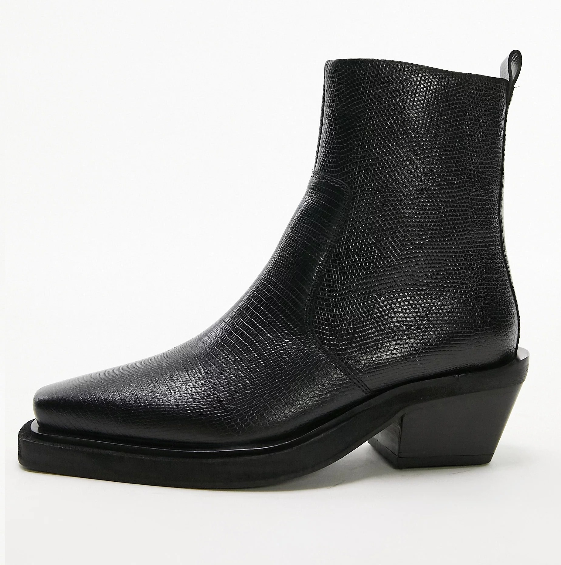 Ботильоны Topshop Lara Leather Western Style Ankle, черный цена и фото