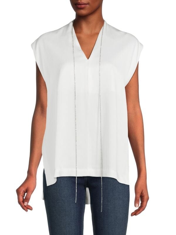 

Топ WINGATE Taru с V-образным вырезом и короткими рукавами, off white