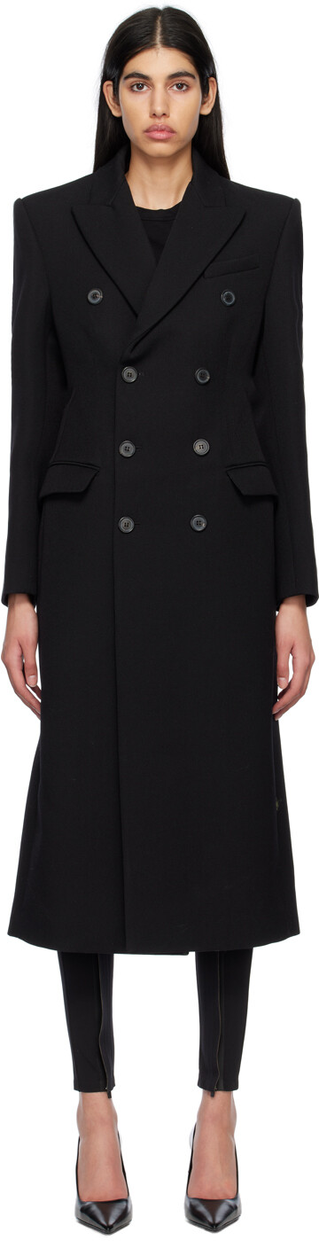 

Черное двубортное пальто WARDROBE.NYC