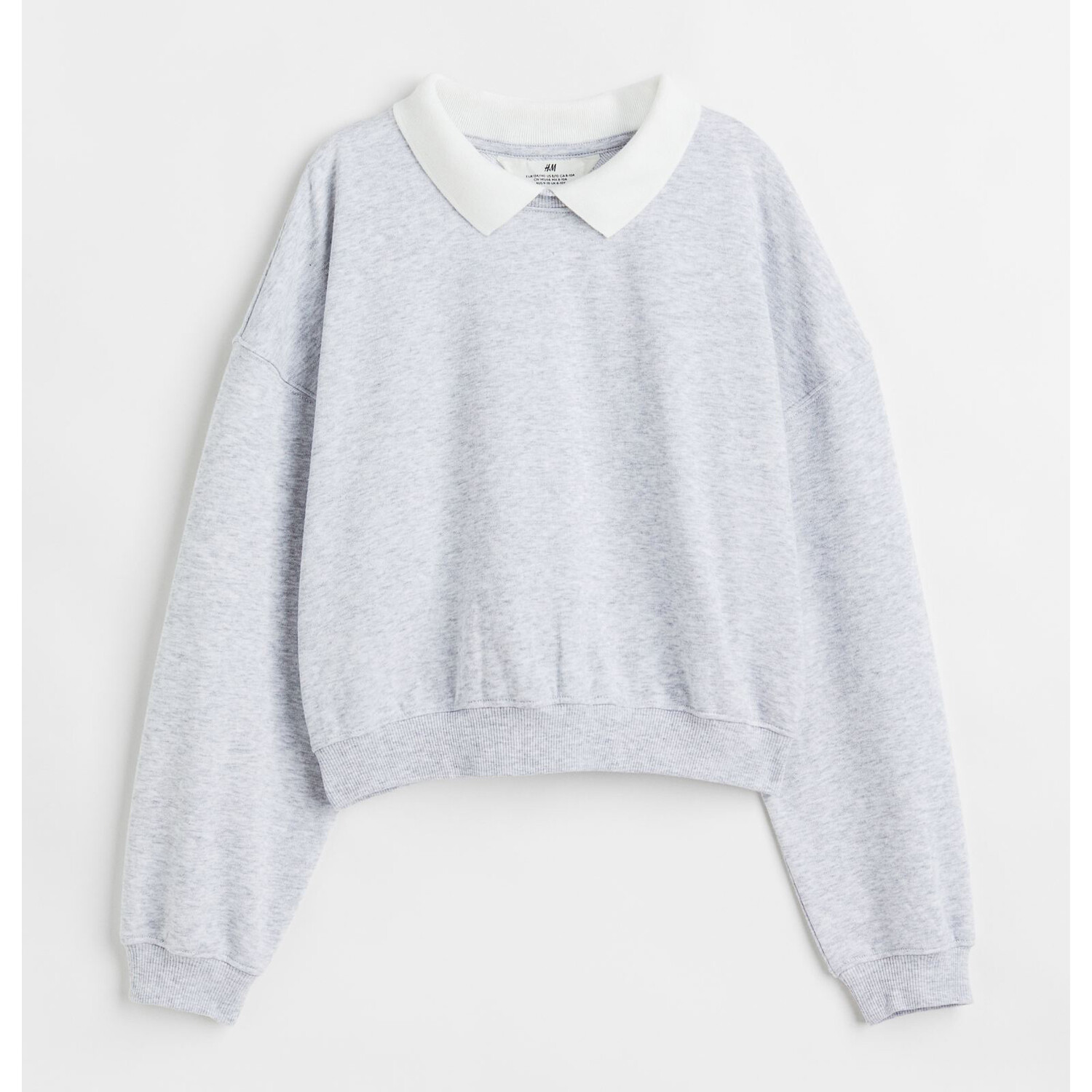 

Толстовка оверсайз H&M, серый меланж/белый